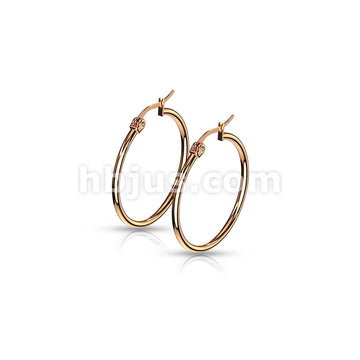 316L Surgical Steel Pair of Rose Gold IP 316L Stainless SteelRound Hoop... - Image 8