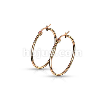 316L Surgical Steel Pair of Rose Gold IP 316L Stainless SteelRound Hoop... - Image 9