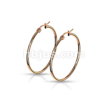 316L Surgical Steel Pair of Rose Gold IP 316L Stainless SteelRound Hoop... - Image 10