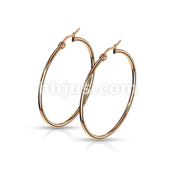 316L Surgical Steel Pair of Rose Gold IP 316L Stainless SteelRound Hoop... - Image 11