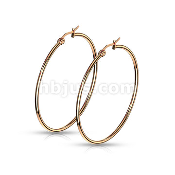 316L Surgical Steel Pair of Rose Gold IP 316L Stainless SteelRound Hoop... - Image 12