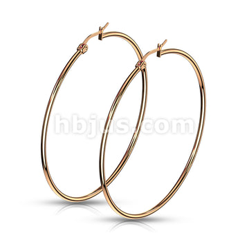 316L Surgical Steel Pair of Rose Gold IP 316L Stainless SteelRound Hoop... - Image 14