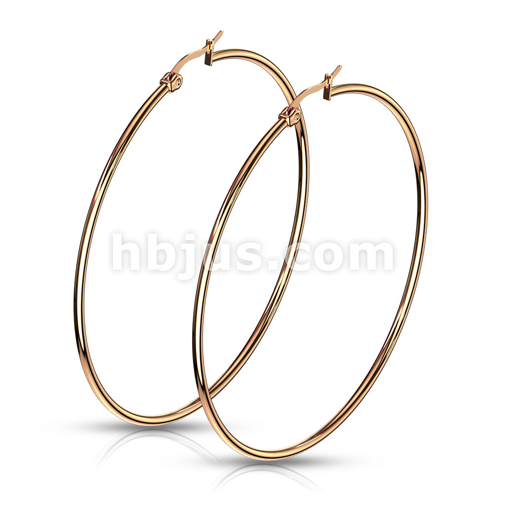 316L Surgical Steel Pair of Rose Gold IP 316L Stainless SteelRound Hoop... - Image 15