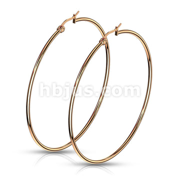 316L Surgical Steel Pair of Rose Gold IP 316L Stainless SteelRound Hoop... - Image 15