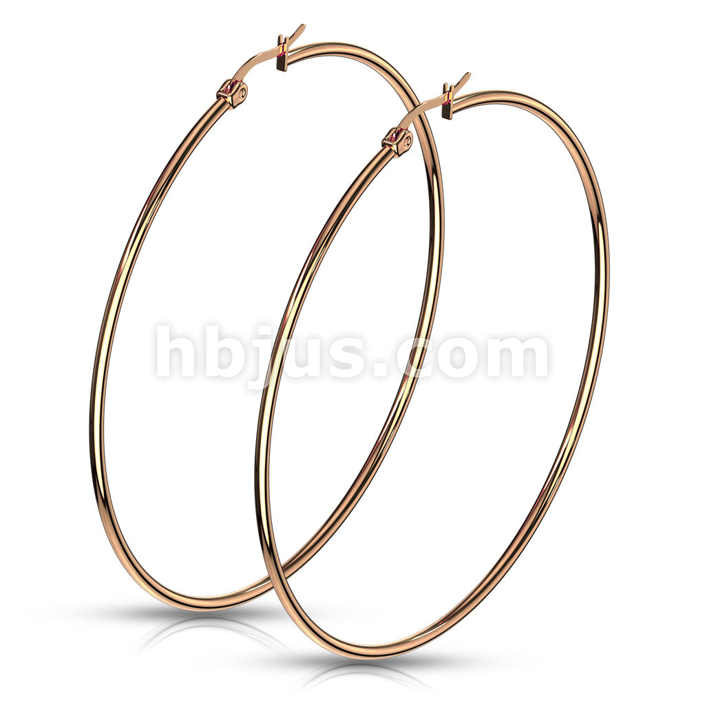 316L Surgical Steel Pair of Rose Gold IP 316L Stainless SteelRound Hoop... - Image 16