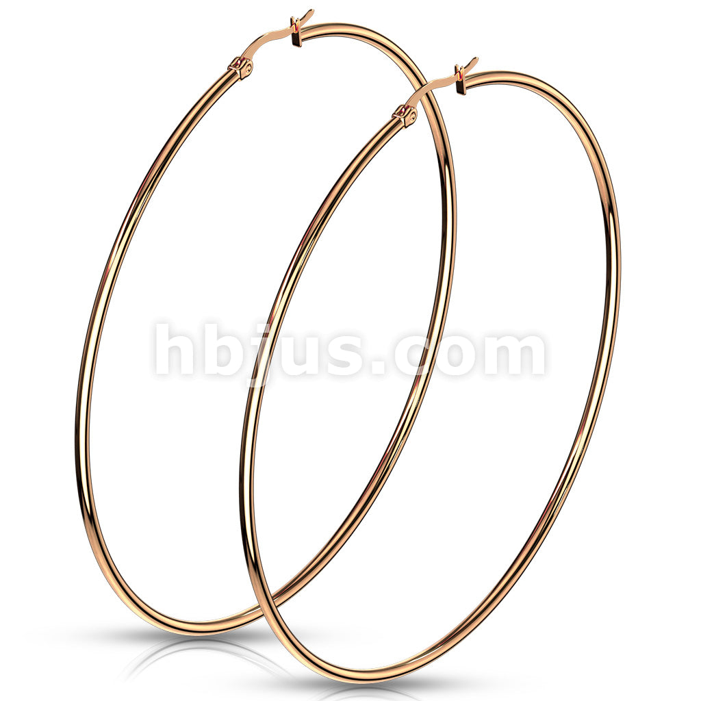 316L Surgical Steel Pair of Rose Gold IP 316L Stainless SteelRound Hoop... - Image 17