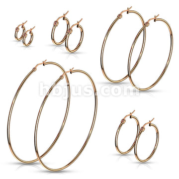 316L Surgical Steel Pair of Rose Gold IP 316L Stainless SteelRound Hoop... - Image 18