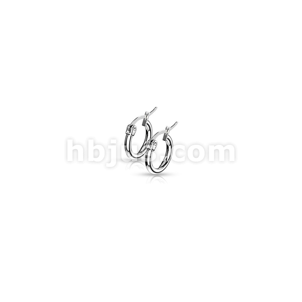 316L Surgical Steel Pair of 316L Stainless Steel Round Hoop Earrings - Image 3