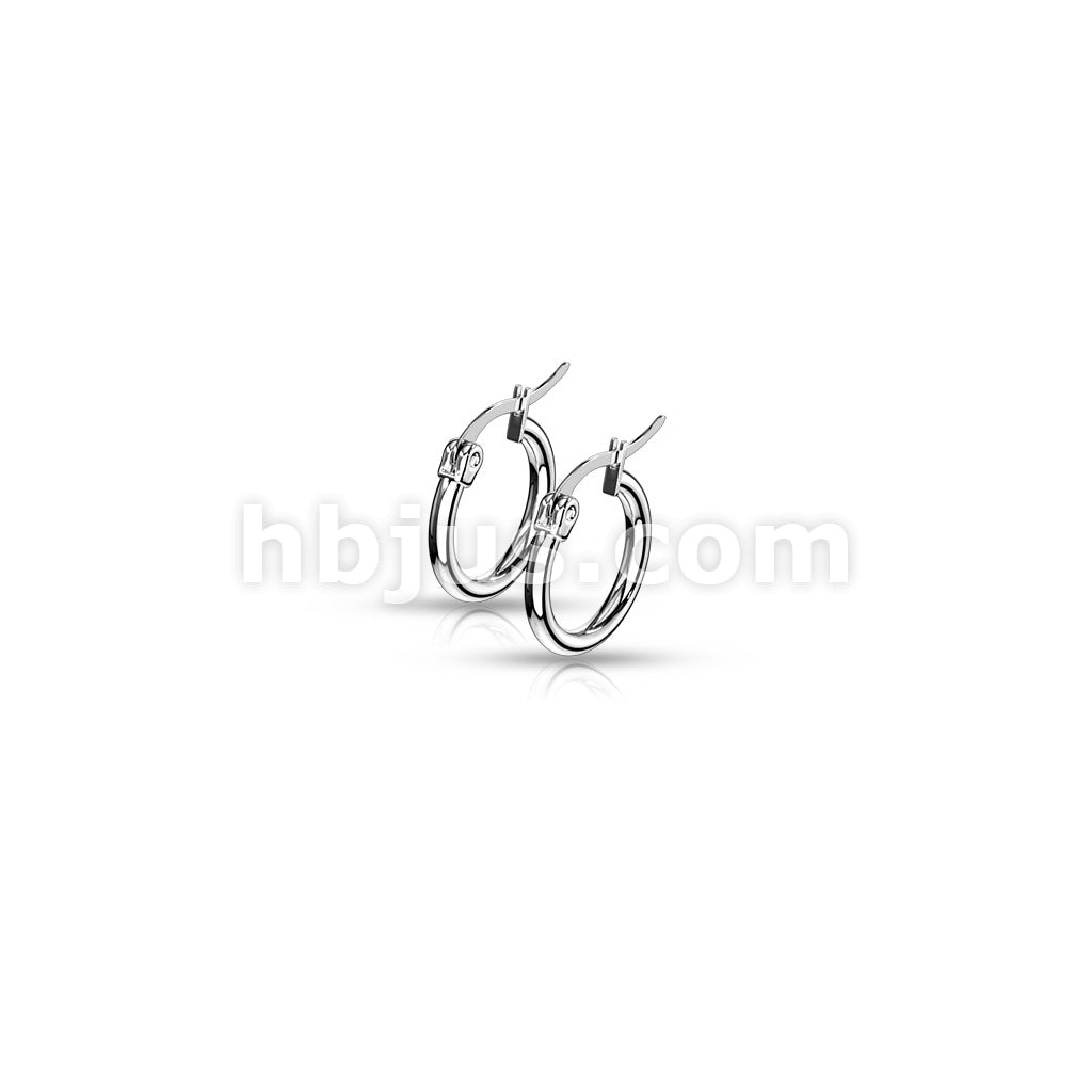 316L Surgical Steel Pair of 316L Stainless Steel Round Hoop Earrings - Image 4