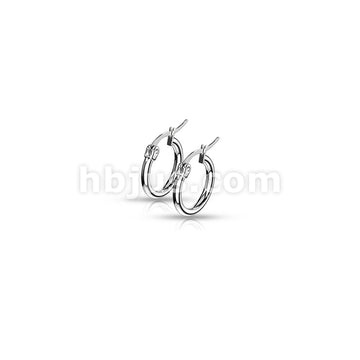 316L Surgical Steel Pair of 316L Stainless Steel Round Hoop Earrings - Image 4