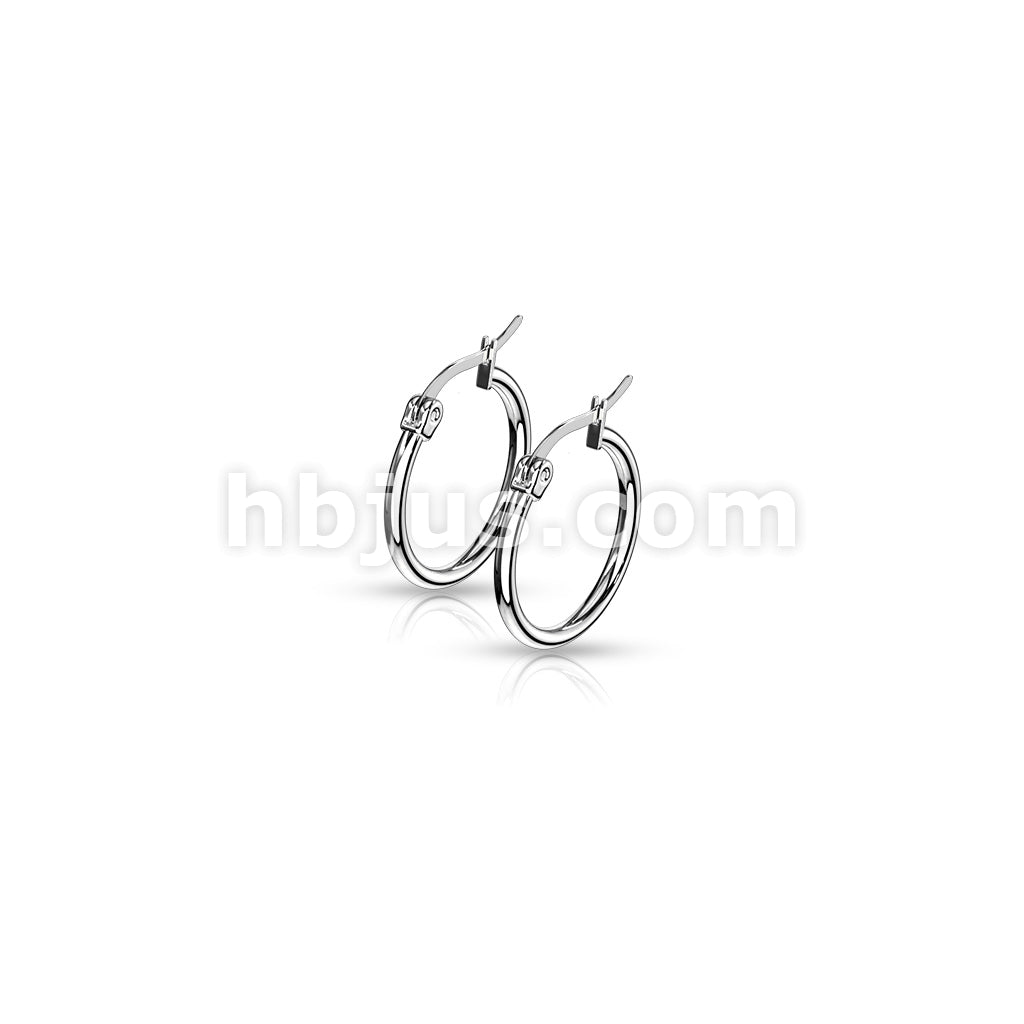 316L Surgical Steel Pair of 316L Stainless Steel Round Hoop Earrings - Image 5