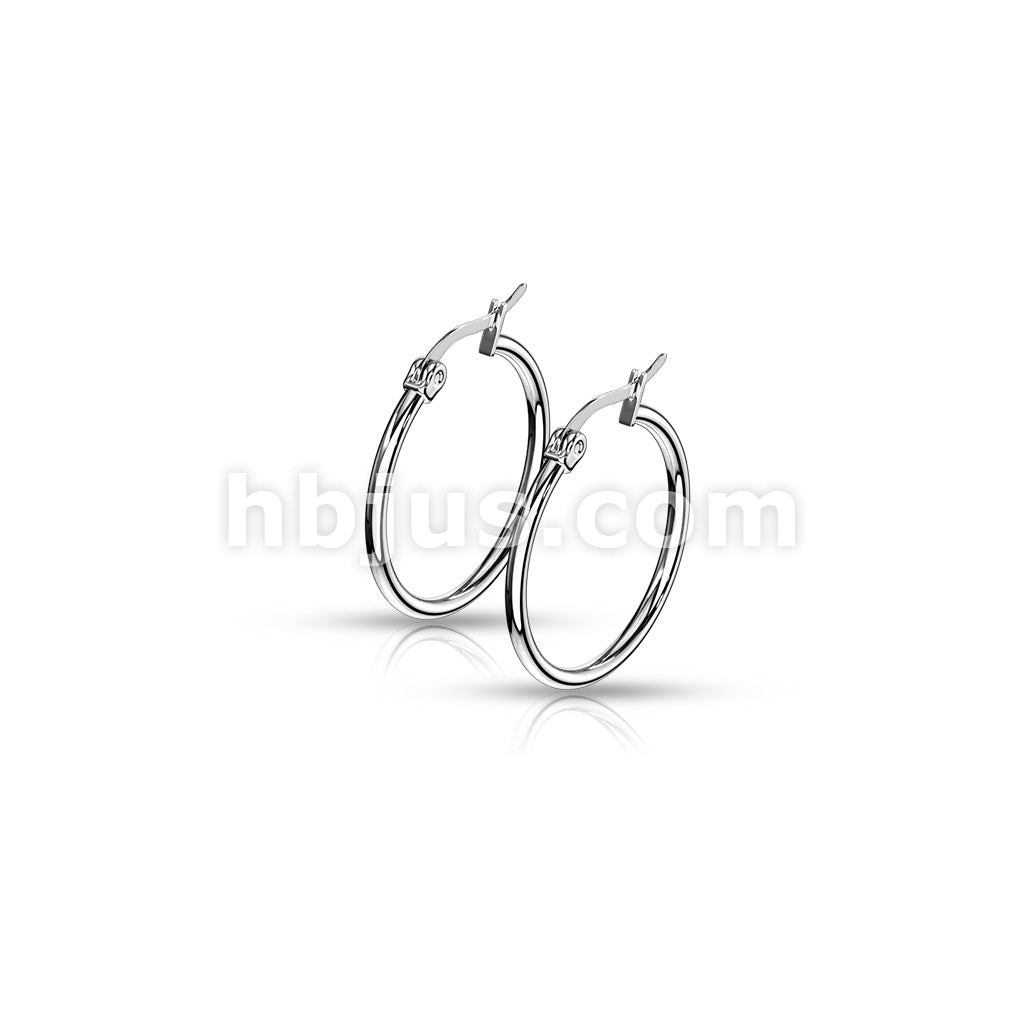316L Surgical Steel Pair of 316L Stainless Steel Round Hoop Earrings - Image 6