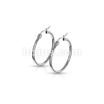 316L Surgical Steel Pair of 316L Stainless Steel Round Hoop Earrings - Image 7
