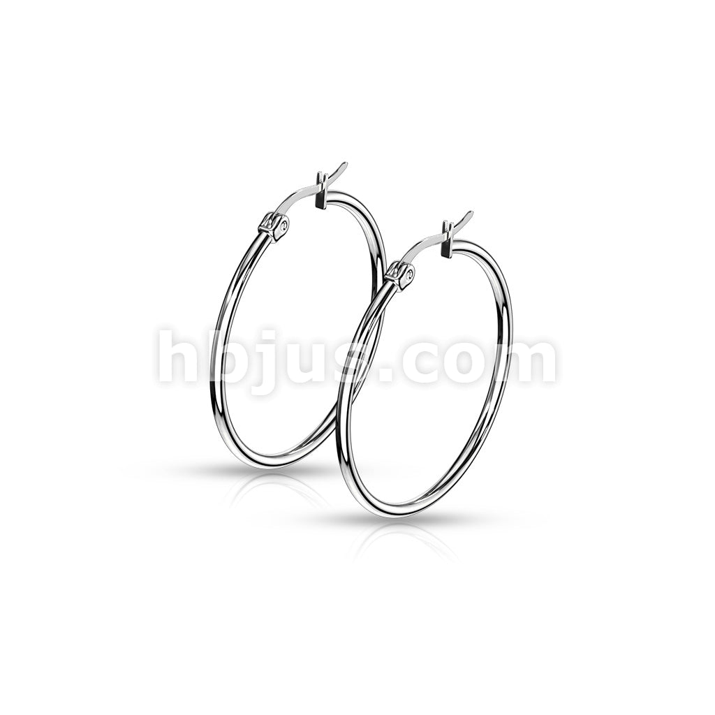 316L Surgical Steel Pair of 316L Stainless Steel Round Hoop Earrings - Image 8