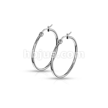 316L Surgical Steel Pair of 316L Stainless Steel Round Hoop Earrings - Image 8