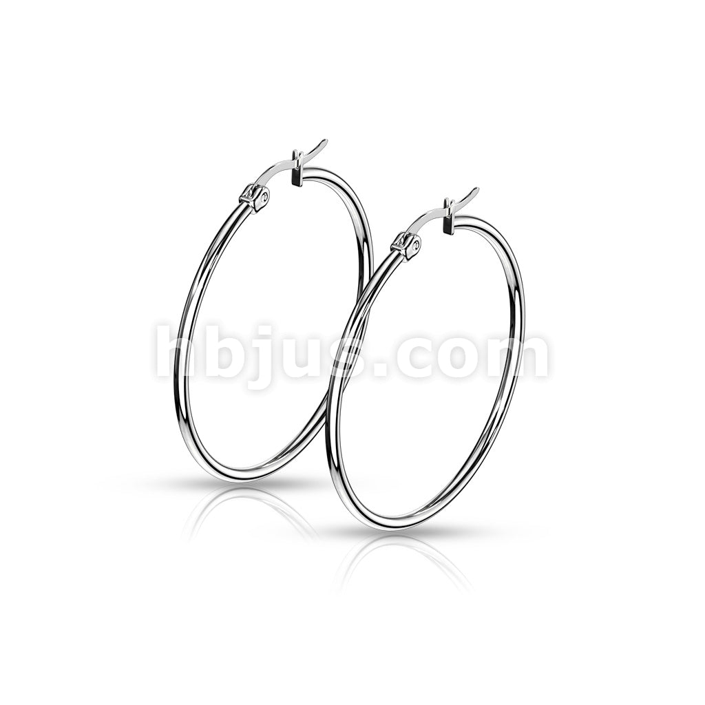 316L Surgical Steel Pair of 316L Stainless Steel Round Hoop Earrings - Image 9