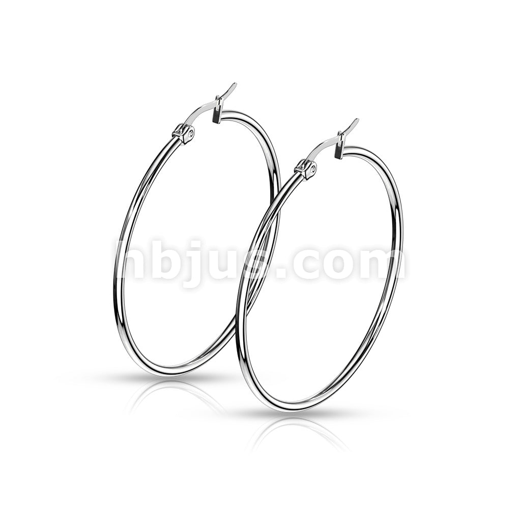 316L Surgical Steel Pair of 316L Stainless Steel Round Hoop Earrings - Image 10