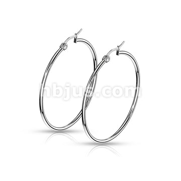 316L Surgical Steel Pair of 316L Stainless Steel Round Hoop Earrings - Image 10