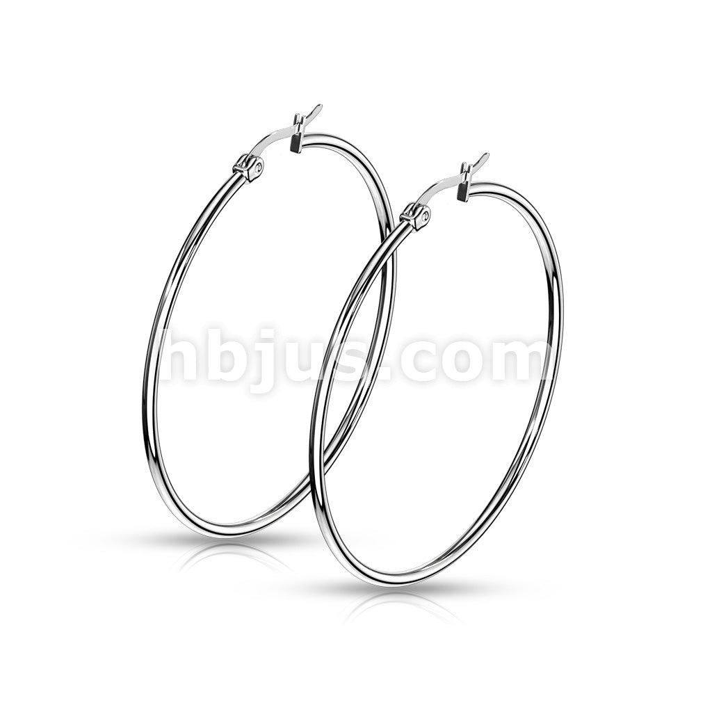 316L Surgical Steel Pair of 316L Stainless Steel Round Hoop Earrings - Image 11