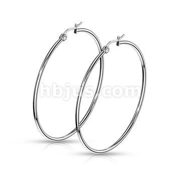 316L Surgical Steel Pair of 316L Stainless Steel Round Hoop Earrings - Image 12