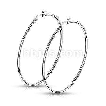 316L Surgical Steel Pair of 316L Stainless Steel Round Hoop Earrings - Image 13