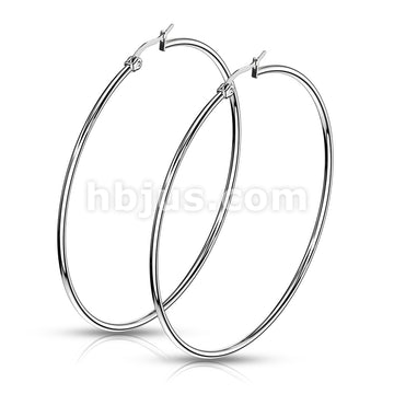 316L Surgical Steel Pair of 316L Stainless Steel Round Hoop Earrings - Image 14