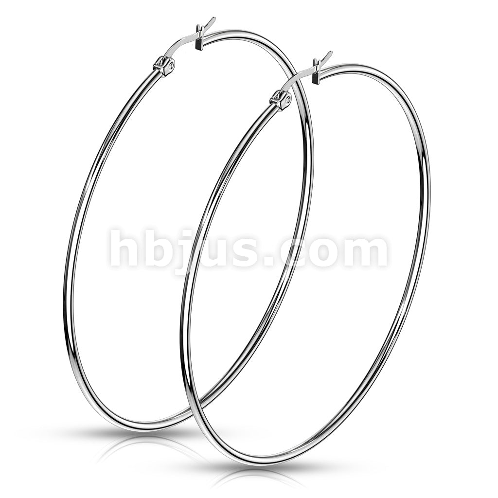 316L Surgical Steel Pair of 316L Stainless Steel Round Hoop Earrings - Image 15
