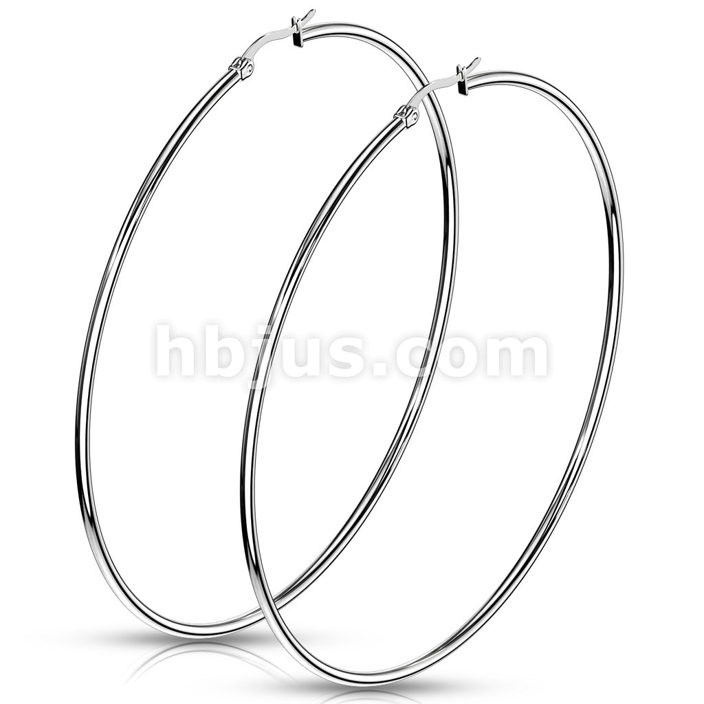 316L Surgical Steel Pair of 316L Stainless Steel Round Hoop Earrings - Image 16
