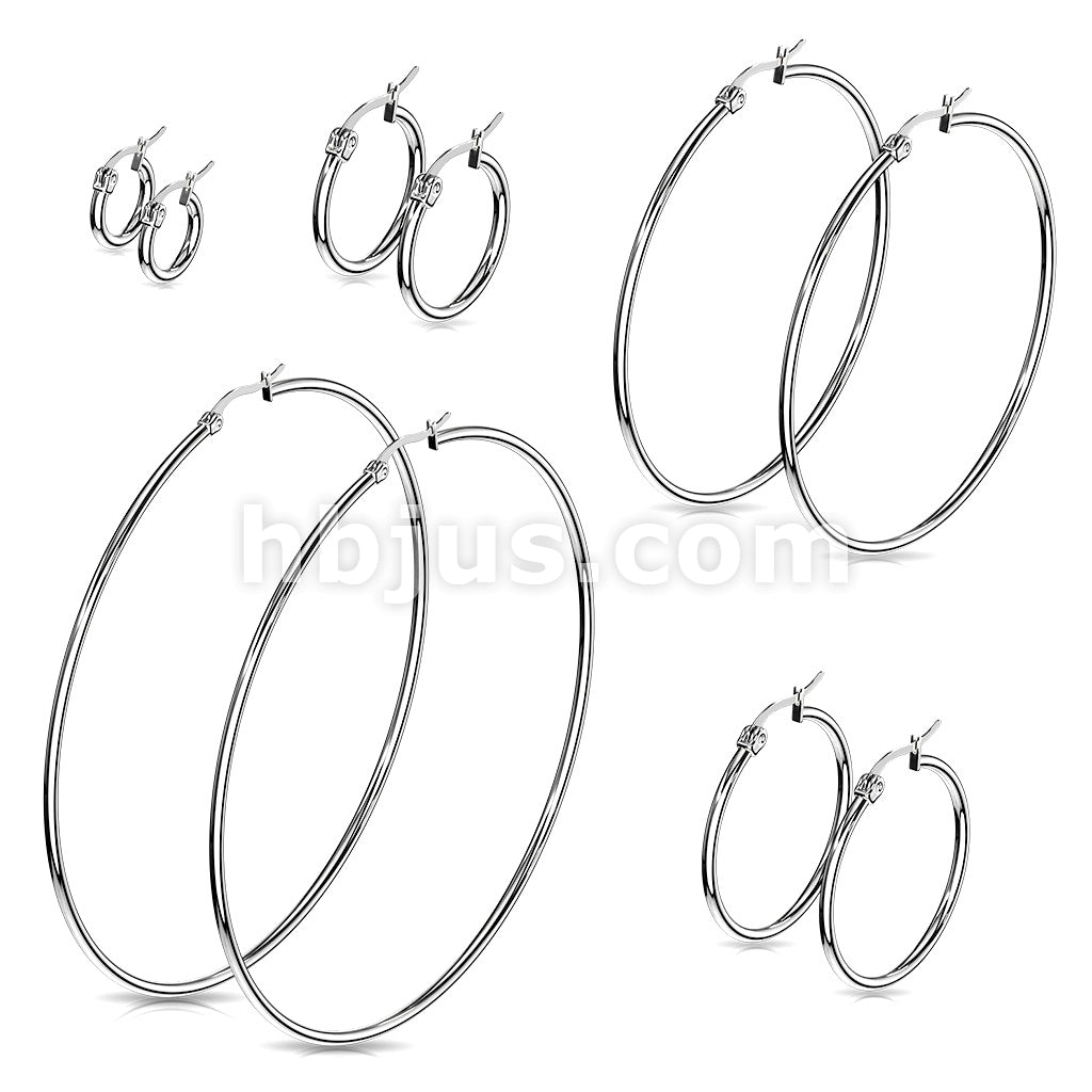 316L Surgical Steel Pair of 316L Stainless Steel Round Hoop Earrings - Image 17