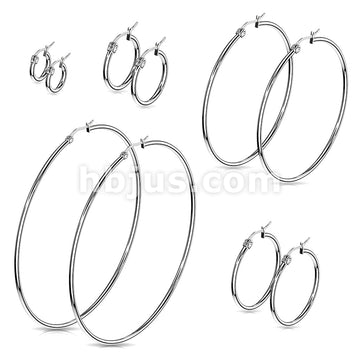 316L Surgical Steel Pair of 316L Stainless Steel Round Hoop Earrings - Image 17