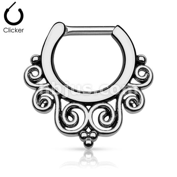 316L Surgical Steel Tribal Swirls IP 316L Surgical Steel Septum Clicker - Image 3