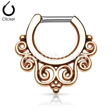 316L Surgical Steel Tribal Swirls IP 316L Surgical Steel Septum Clicker - Image 4