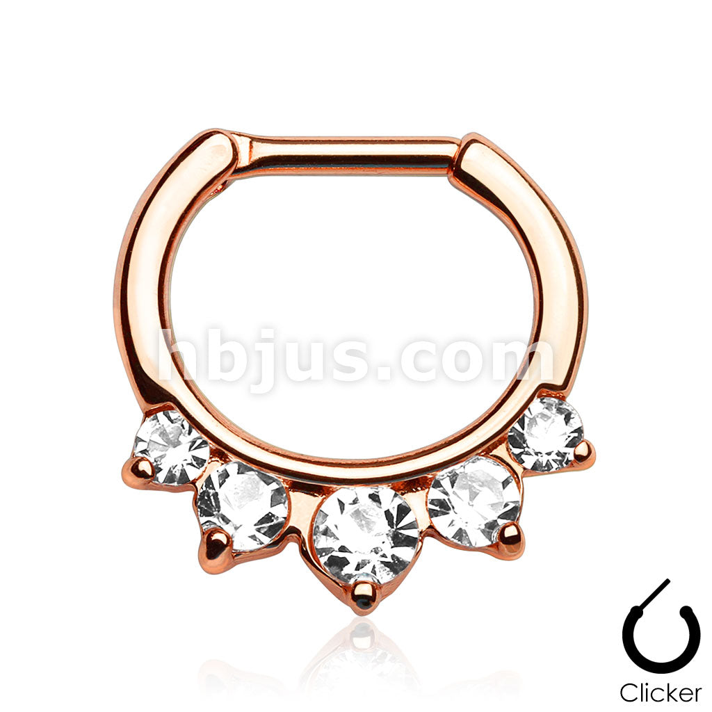 316L Surgical Steel Five Pronged CZs Gold IP Over 316L Surgical Steel... - Image 3