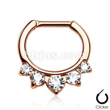 316L Surgical Steel Five Pronged CZs Gold IP Over 316L Surgical Steel... - Image 3