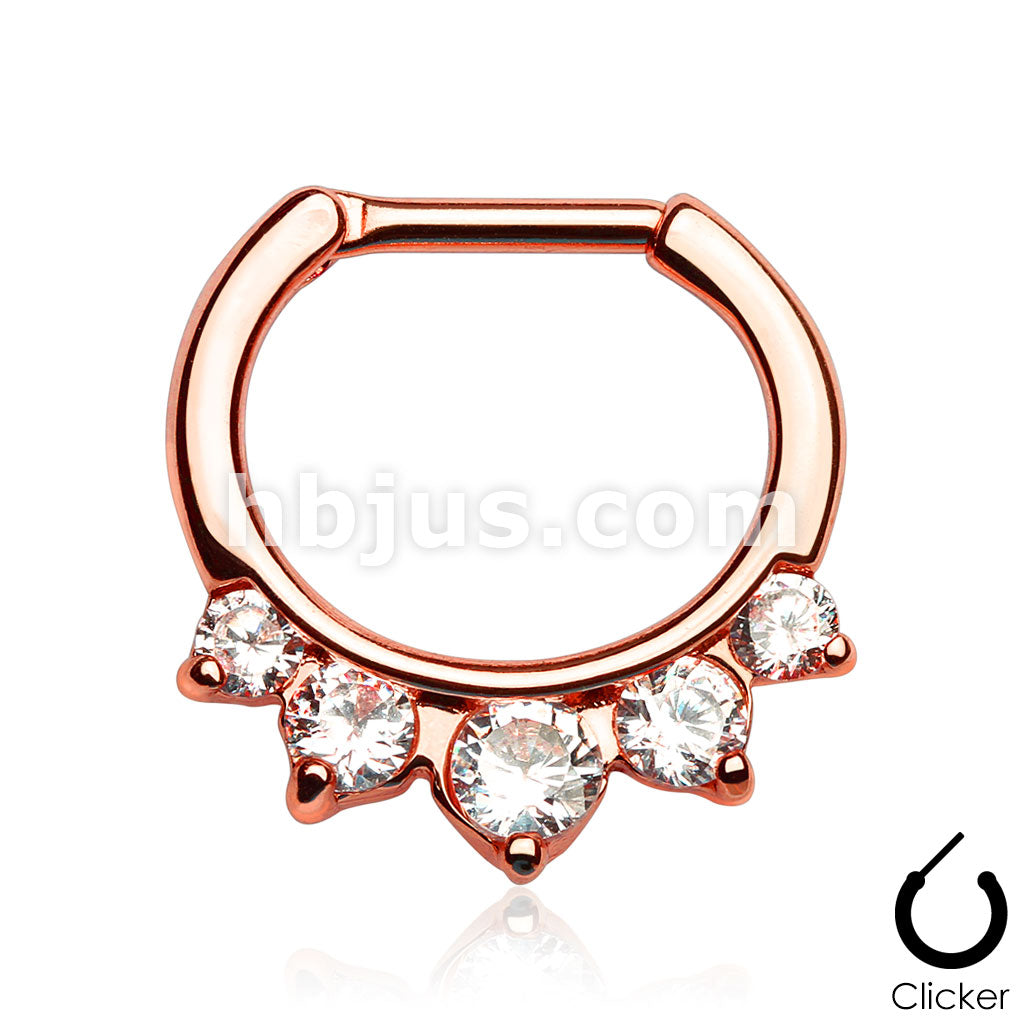 316L Surgical Steel Five Pronged CZs Gold IP Over 316L Surgical Steel... - Image 5