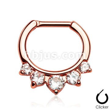316L Surgical Steel Five Pronged CZs Gold IP Over 316L Surgical Steel... - Image 5