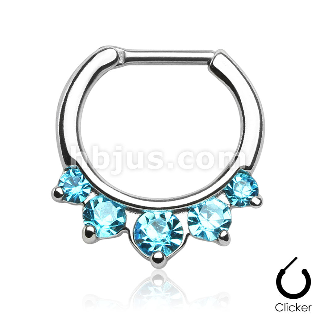 316L Surgical Steel Five Pronged CZs 316L Surgical Steel Septum Clicker... - Image 4