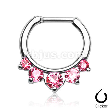 316L Surgical Steel Five Pronged CZs 316L Surgical Steel Septum Clicker... - Image 6