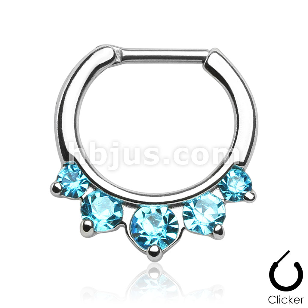 316L Surgical Steel Five Pronged CZs 316L Surgical Steel Septum Clicker... - Image 7