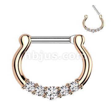 316L Surgical Steel Five-Gems 316L Surgical Steel Septum Clicker Ring - Image 7