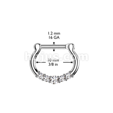 316L Surgical Steel Five-Gems 316L Surgical Steel Septum Clicker Ring - Image 8