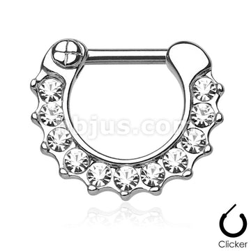 316L Surgical Steel Gem Paved 316L Surgical Steel Septum Clicker Ring - Image 2