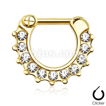 316L Surgical Steel Gem Paved 316L Surgical Steel Septum Clicker Ring - Image 3