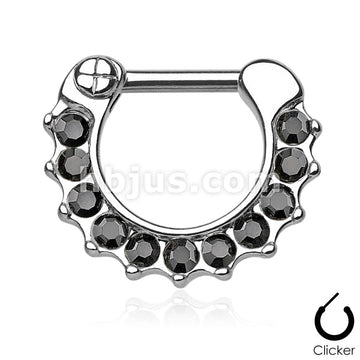 316L Surgical Steel Gem Paved 316L Surgical Steel Septum Clicker Ring - Image 4