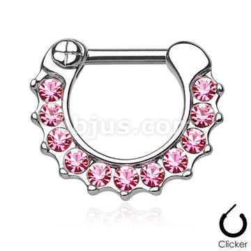 316L Surgical Steel Gem Paved 316L Surgical Steel Septum Clicker Ring - Image 6