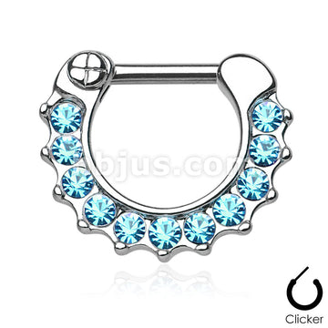 316L Surgical Steel Gem Paved 316L Surgical Steel Septum Clicker Ring - Image 7