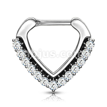 316L Surgical Steel CZ Paved Chevron Shape Clicker for Septum, Daith... - Image 3