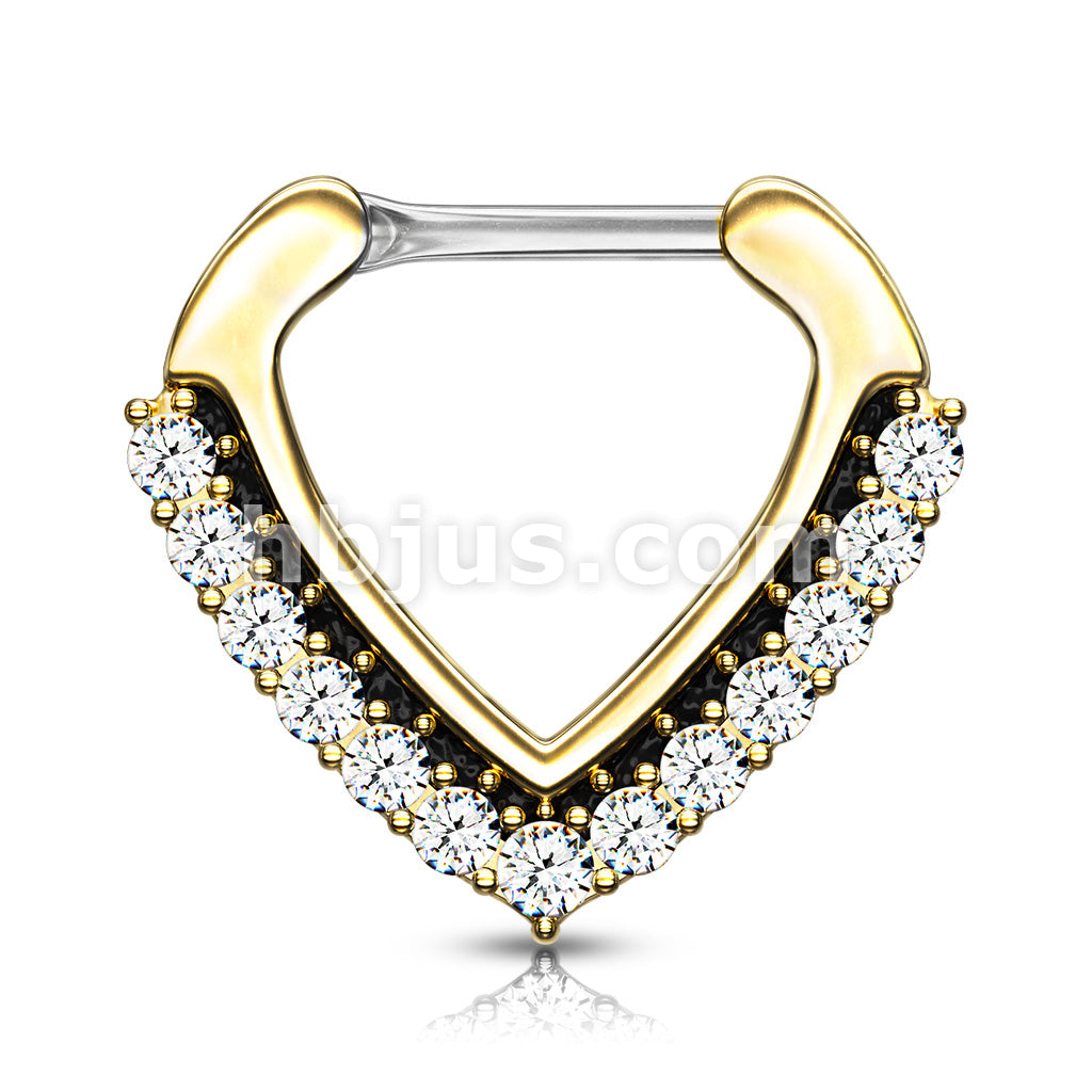 316L Surgical Steel CZ Paved Chevron Shape Clicker for Septum, Daith... - Image 4