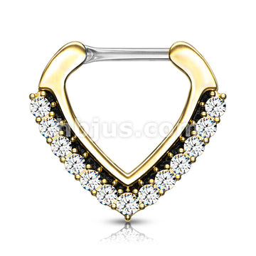 316L Surgical Steel CZ Paved Chevron Shape Clicker for Septum, Daith... - Image 4