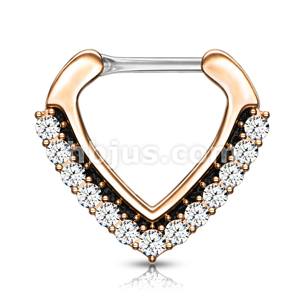 316L Surgical Steel CZ Paved Chevron Shape Clicker for Septum, Daith... - Image 5